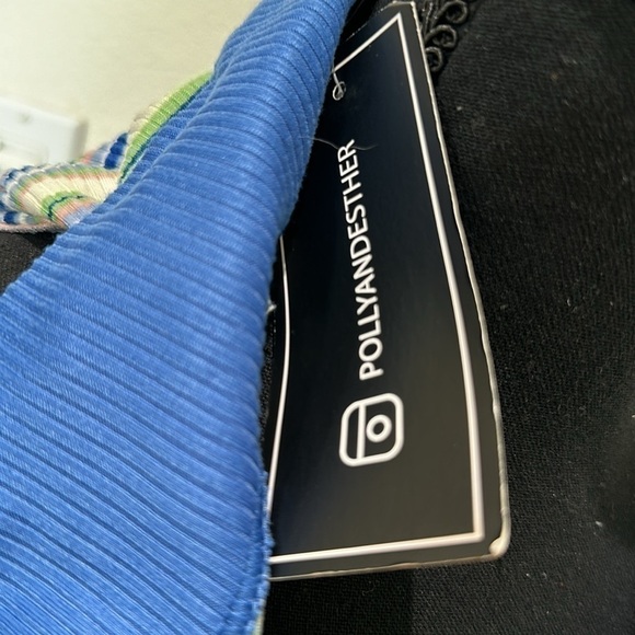 NWT Just Polly stripe Ruched Polo Tank Top - Picture 3 of 3